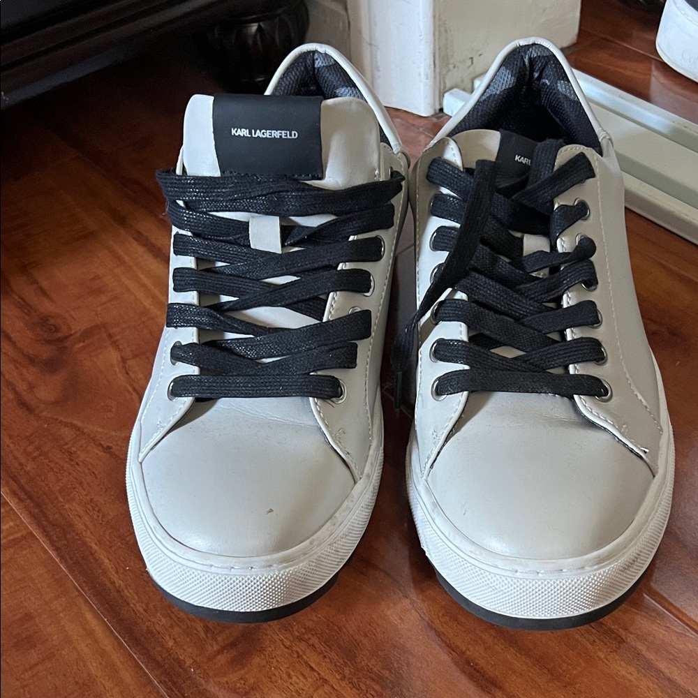 Karl Lagerfeld White and Black Low-Top Sneakers